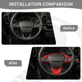 PDKLIN Kit de embellecedores para volante compatible con Ford Bronco Sport 2021-2023, kits de decoración interior del volante (2 unidades, rojo)
