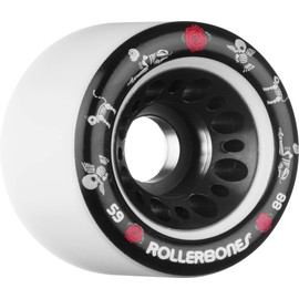Rollerbones Day of The Dead Pet Series Derby Roller Skate Wheels (4 pk), White, 59mm x 88A
