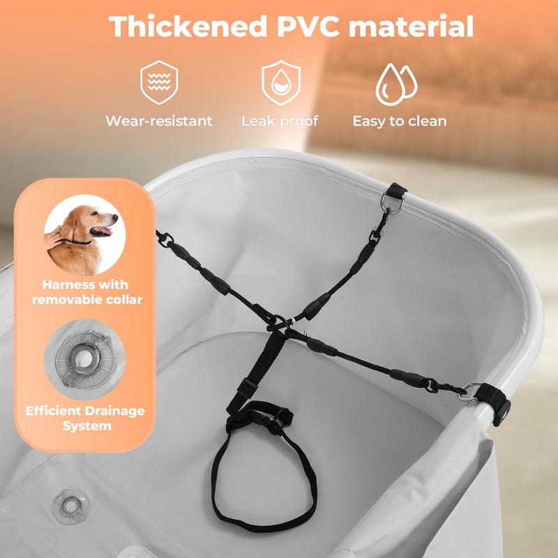 KITPLUS Portable Dog Bathtub, 5 Height Adjustable Dog Washing Station