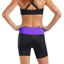 Zoot Women’s Core 6-Inch Tri Shorts – Women’s Performance Triathlon Shorts with 6in Inseam, Drawstring Closure, and Hip Pockets (Violet, X Large)