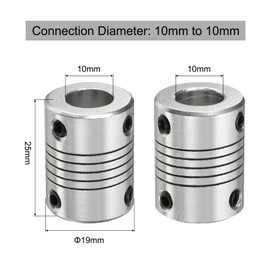 QUARKZMAN Pack of 5 Aluminium Alloy Shaft Coupling 10 mm to 10 mm, Flexible Coupling Motor Connector Joint, Stepper Motor Coupling for CNC Machine & 3D Printer (L25xD19)