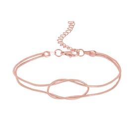 JJDreams Love Knot Infinity Bracelet Dainty Snake Chain Double Band Knot Bracelet Love Heart Bracelets for Gift,1mm width,Rose Gold