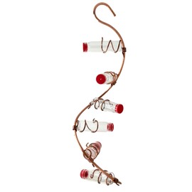 Sweet Feeders Spiral Hummingbird Feeder | Handcrafted Copper | Multiple Station | Modern Hummingbird Feeder | Copper Feeder | Home Décor | Glass Bottles (Six Station)