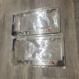2 Pack Acura Integra Chrome Finish Stainless Steel Metal License Plate Frame