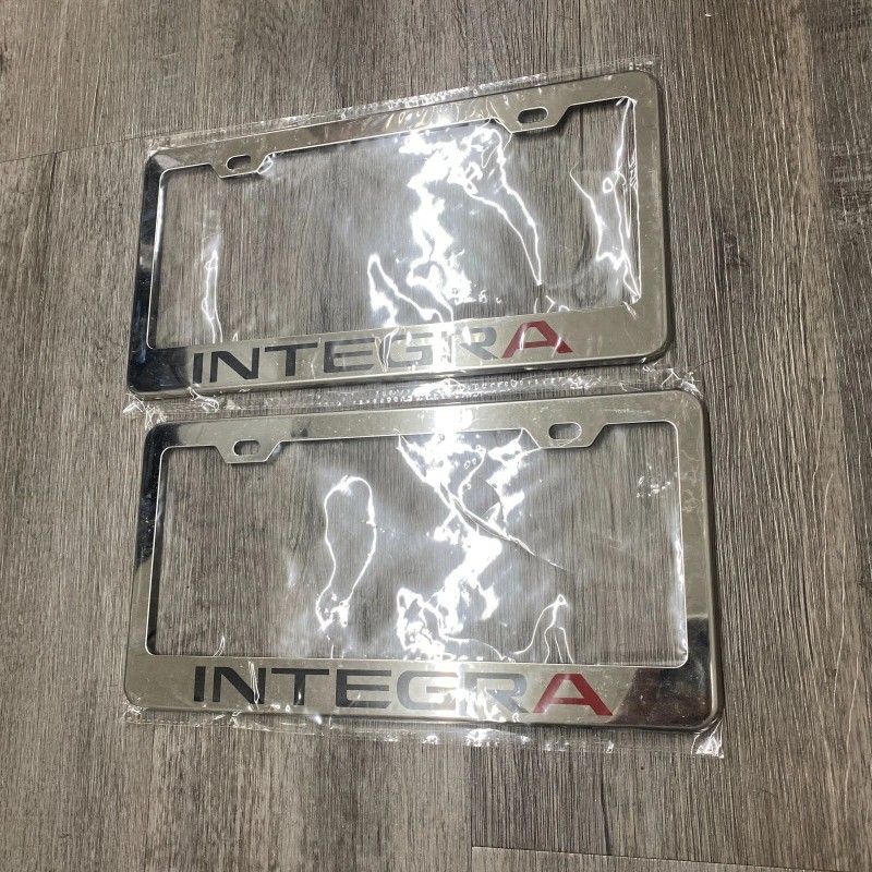 2 Pack Acura Integra Chrome Finish Stainless Steel Metal License