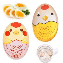 Set of 2 egg timer for cooking (hard/medium/soft), egg selection of the maturity level of eggs depending on the temperature, timer for boiled eggs for in the water, modern egg timer for home, school