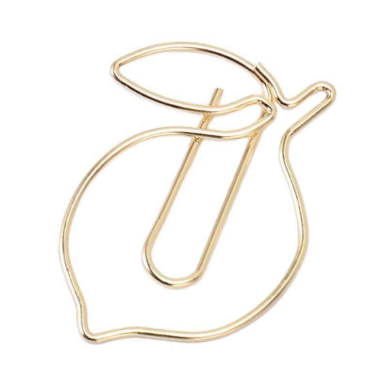 Pack of 100 Paper Clips, Cute Lemon Design Golden Bookmark