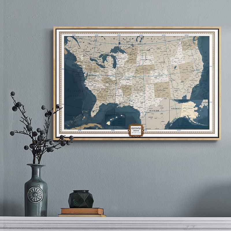 Renditions Gallery USA Map Wall Art United States Modern Artwork
