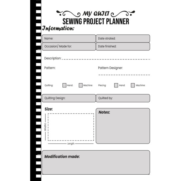 Sewing Project Planner: Log book to Record and Keep Track
