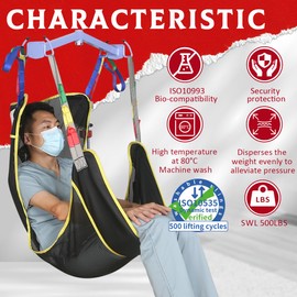 EZ Assistive EZ Assistive Universal Full Body Patient Lift Sling,Medical Sling for Bed Positioning and Bathing Assist Aids,Transfer Sling for Elderly,Disabled,Bedridden (Black, Large)