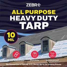 20' x 30' Silver/Black Heavy Duty Tarp with Grommets Reinforced - 10 Mil Thick - Double Sided Plastic Waterproof Tarps - Large Tarpaulin Cover for Outdoor Camping Tent Tarp RV Roof Rain - Zebro