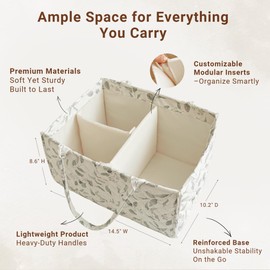 Konssy Baby Diaper Caddy Organizer, Daily Diaper Tote Bag Newborn Baby Essentials Gift for Baby Shower Baby Registry, Portable Stylish Nursey Basket Must Haves for Moms