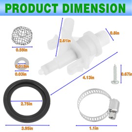CDDCWZ Upgraded 2-Pack 385311641 RV Water Valve Kit for Pedal-Flush Toilets - Compatible with Sealand Dometic 300/301/310/311/ 320/321 match Toilet Seal Kit Flush Seal (385311641)