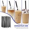 100 Pack Jumbo Smoothie Straws, Chetexus Black Smoothie Straws Plastic