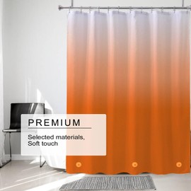 TIKABC Shower Curtain Liner, 4G PEVA Shower Liner, Plastic Waterproof Shower Curtains, with Grommet Holes and 3 Magnetic Weights(Gradient Orange)