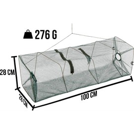 normani Bait Fish Trap XXL Eel Trap 100 cm Crab Trap Fishing Net with Feed Net and 2 Openings 100 cm x 28 cm x 28 cm