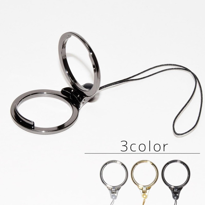 GoodsLand GD-RINGSTAND-BK Smartphone Ring Stand Strap Fall Prevention Stylish Multi-functional