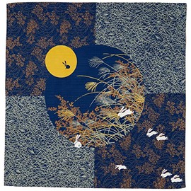 Sanyo Shoji Cotton Small Bath Moon View Rabbit Navy Blue 41-3