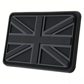 Union Jack Patch, 3D PVC Hook & Loop for Rucksacks, Black-Grey, 8 x 5 cm