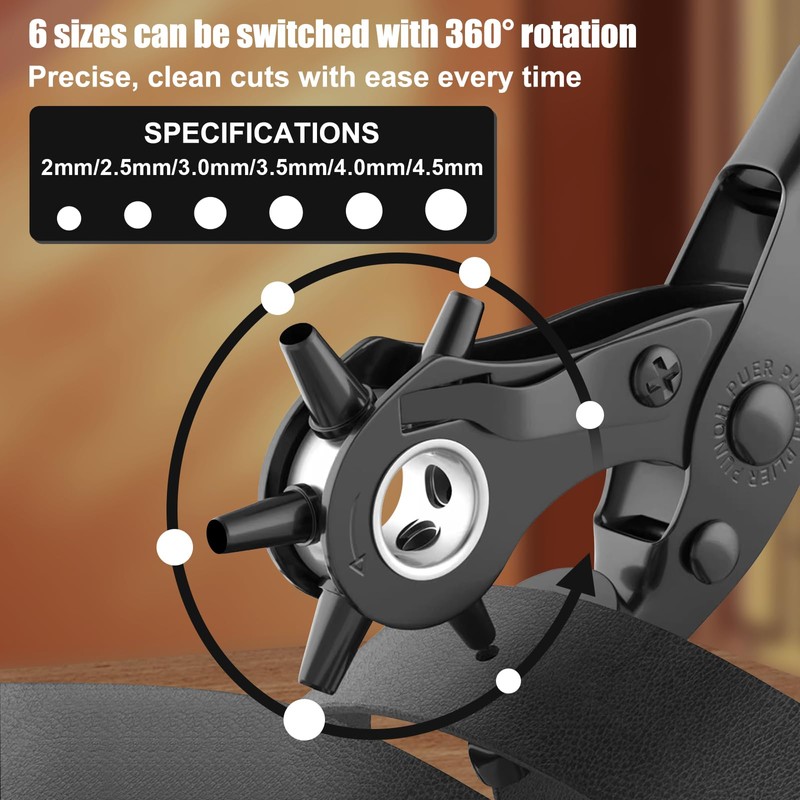 Diyife Belt Hole Puncher, [with Rotatable Punching Head], Hole Punch