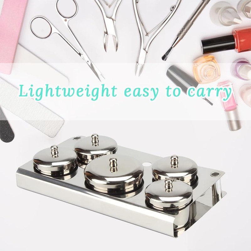 5-piece stainless steel nail liquid container, mini liquid container, non-slip