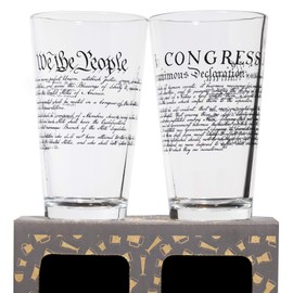 BEER PINT GLASS | CONSTITUTION - DECLARATION OF INDEPENDENCE 2-PK | 360° PRINT | Quality 16oz Drinking Glasses | MADE IN USA from LUCKY SHOT