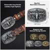BISON DENIM Men's Western Cowboy Belt with Big Printed Engraved