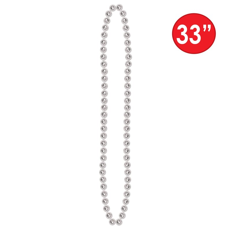 Beistle Small Bead Necklaces, Silver