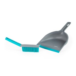 Beldray Antibac Pet Plus+ Dustpan & Rubber Brush Set – Non-Scratch Bristles, Hard Flooring, Antibacterial Treated, Dustpan with Plastic Ridged Teeth, Raised Feet for Angled Cleaning, Clips Together