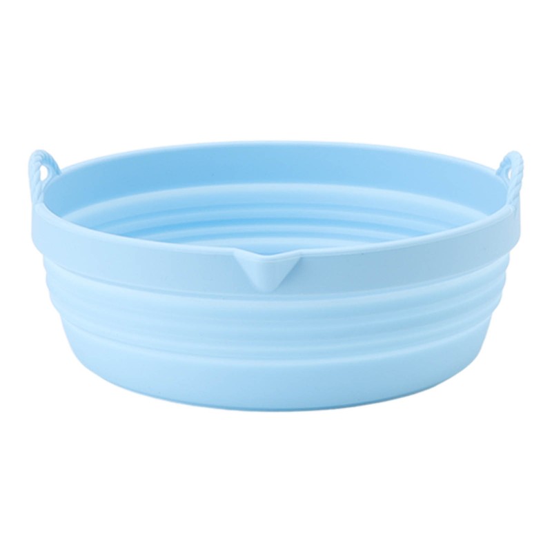 Silicone Air Cooker Pot Round Folded Blue Fryer Liner Tray