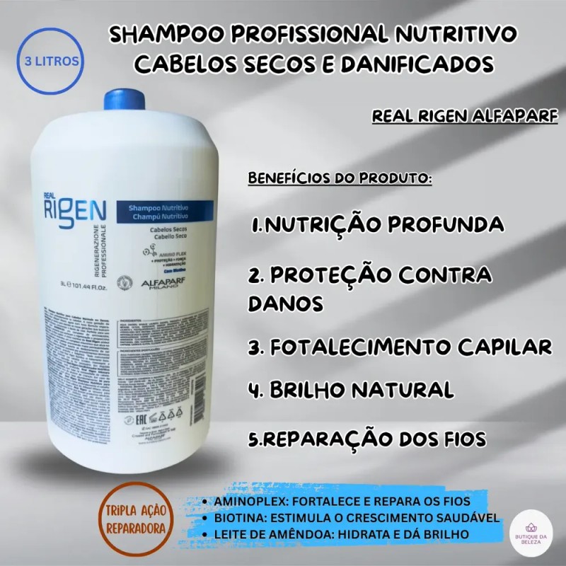 Shampoo Nutritivo Real Rigen Alfaparf 3litros Brillo Intenso