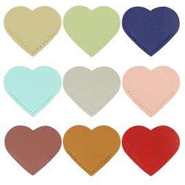 SHOIKOM 9-Pack Leather Corner Heart Bookmarks - 9 Colorful Designs for Kids, Women, Reading Lovers & Teachers - Handmade Cute Corner Page Markers for School, Office & Home