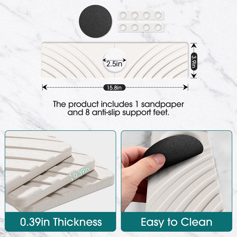 EdenDwell Quick Dry Stone Faucet Mat for Kitchen Sink -