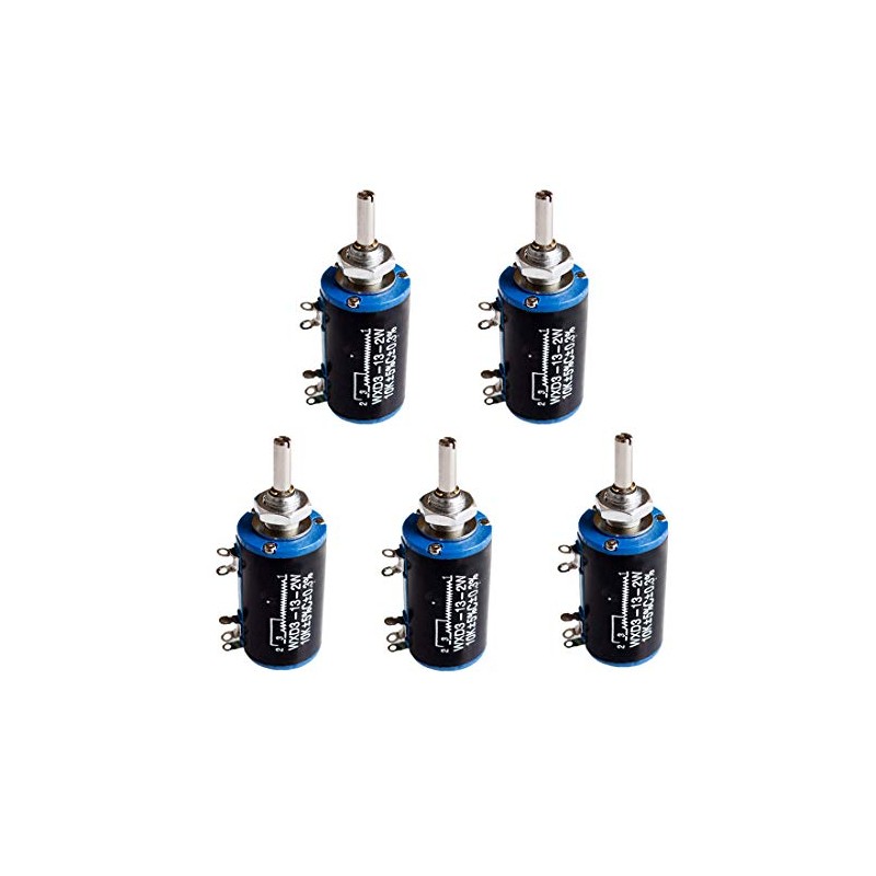 HiLetgo 5pcs WXD3-13-2W 10K Ohm Multi-Turn Wirewound Potentiometer 10K Ohm