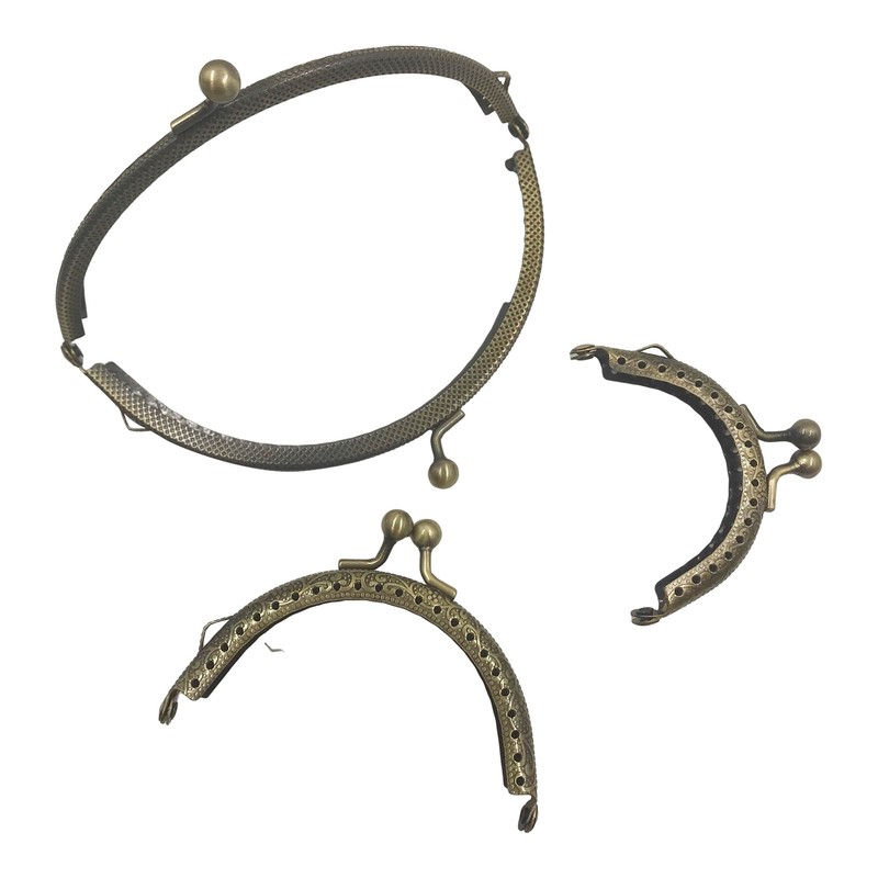 5PCS Purse Frame, Metal Kiss Lock, 5 Sizes Bronze Tone
