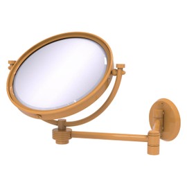 Allied Brass WM-6G/2X-GLY 8 Inch Wall Mounted Extending Make-Up Mirror 2X Magnification with Grooved Accent, Golden Yellow