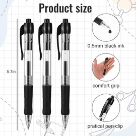 Hauojaus 24 Pack Mini Ballpoint Pens Small Pens Bulk Black Ink Smooth Writing Retractable Gel Short Pens Quick Dry with Soft Grip for Badge Office Teacher School Supplies, 0.5 MM No Bleed