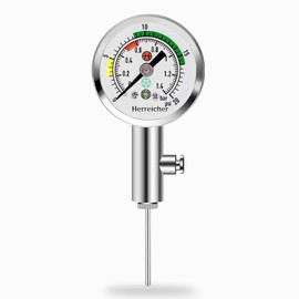Herreicher Air Pressure Gauge Ball Sports Pressure Gauge - Portable Air Pressure Gauge Football Volleyball Basketball Air Pressure Gauge Mini Ball Pump with Needle for All Ball Valves Sports