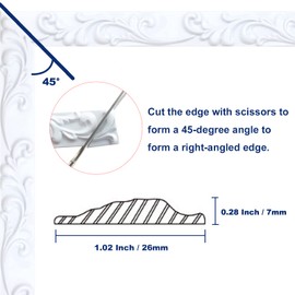 Duzzy Molding Trim Wall Trim, 16.4 Feet Self-Adhesive Flexible DIY Peel and Stick Crown Molding Ceiling Molding Suitable for Mirror Edge, TV Background Wall, Home Wall Decor (White)