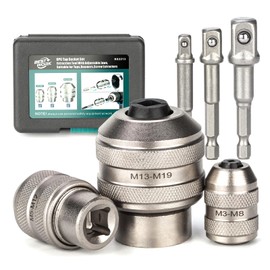 Bestwork Adjustable Tap Sockets, 6pcs Tap Socket Set, 1/4", 3/8", 1/2" Tap Holder Tool for M3-M19 Taps, Drills, Reamers, Screws