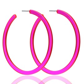 Neno Earrings for Women 80s Earrings C Shaped Earrings Acrylic Earrings Exaggerated Hoop Earrings Colorful Hoop Earrings 80s Party Costume Accessory