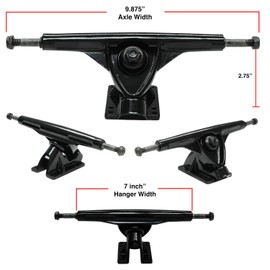 Yocaher Longboard Skateboard Trucks Wheels Combo Set 71mm Wheels + 7"/180mm Heavy Duty Aluminum Black Trucks, Bearing, Riser Pad, and Skateboard Longboard Cruiser Hardware