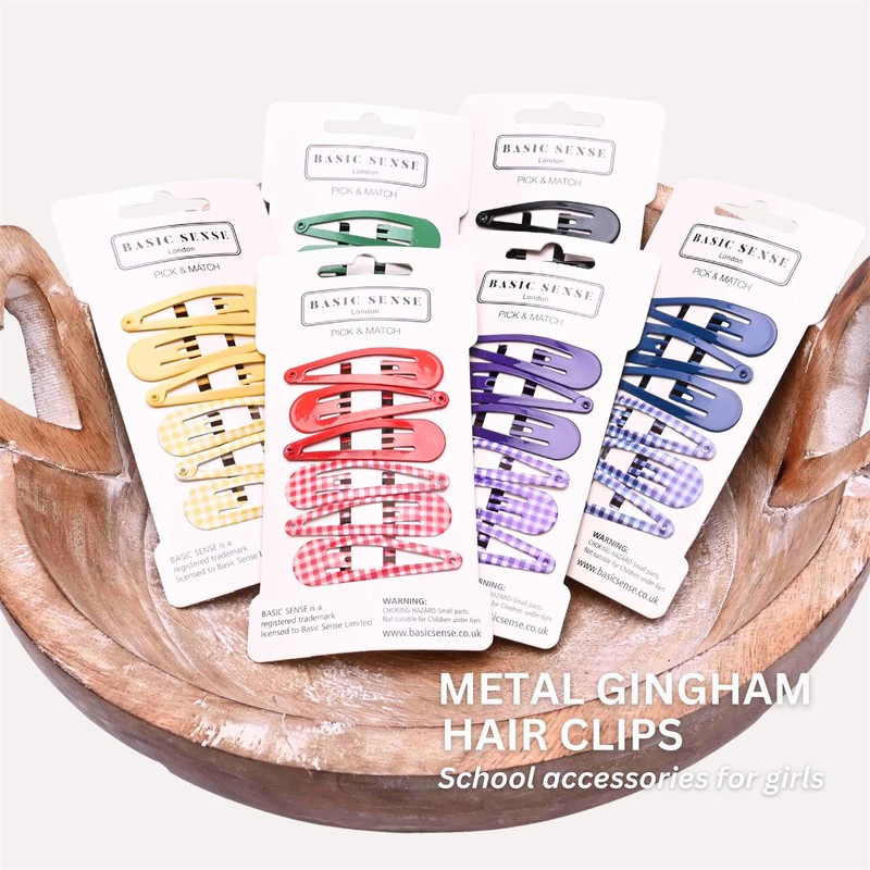Basic Sense Gingham Check Metal Bobby Pins for Girls School