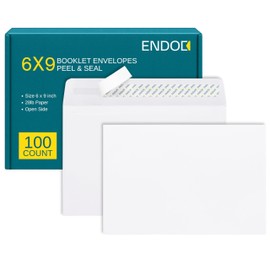 6x9 Booklet Envelopes - 100 Pack - Self Seal White Letter Mailing Envelopes With Peel & Seal Closure - Open-Side, 28 Lb Paper - Plain for Business and Personal Use