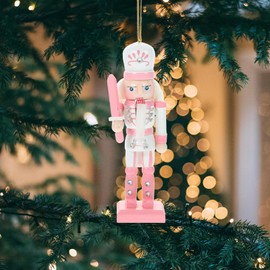 Veemoon Pack of 4 Christmas Nutcracker Soldiers Hanging Nutcracker Figures Mini Wooden Nutcracker for Balcony Window Cabinet at Christmas Party - 12 cm