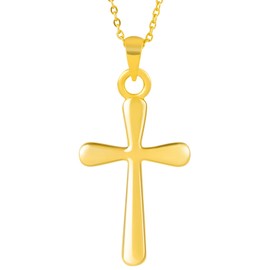 Ongerek Gold Cross Necklace for Women 14K Gold Filled Cross Necklaces Pendant Necklace Baptism Chain Necklaces for Women (30MM)