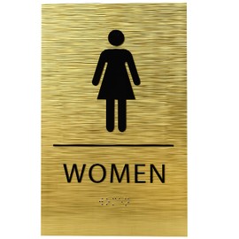 ADA CENTRAL SIGNS - 6"X9" Womens Restroom Sign - ADA Compliant Tactile Graphics Grade 2 Braille Text Acrylic Wall Signs - Bathroom Door Placard Double Sided Tape Rest Room Sign for Business, Apartment