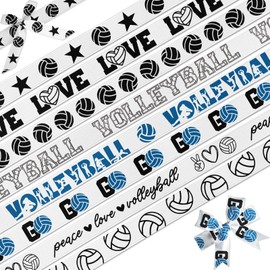 NUVCELKA Volleyball Ribbon 8 Pack 24 Yards, 3/8 Inch Grosgrain Ribbons with 8 Different Designs for Hair Bows Crafts Team Decorations Gift Wrapping Cheer Party Supplies
