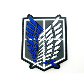 Patch Nation Shingeki No Kyojin Attack Titan Recon Corps Grey Blue Cosplay PVC Velcro Emblem Badge