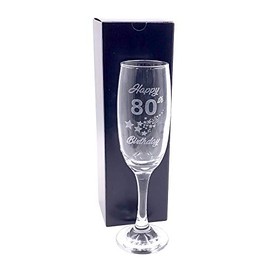 ukgiftstoreonline 80th Birthday Stars Champagne Flute Glass Gift Boxed